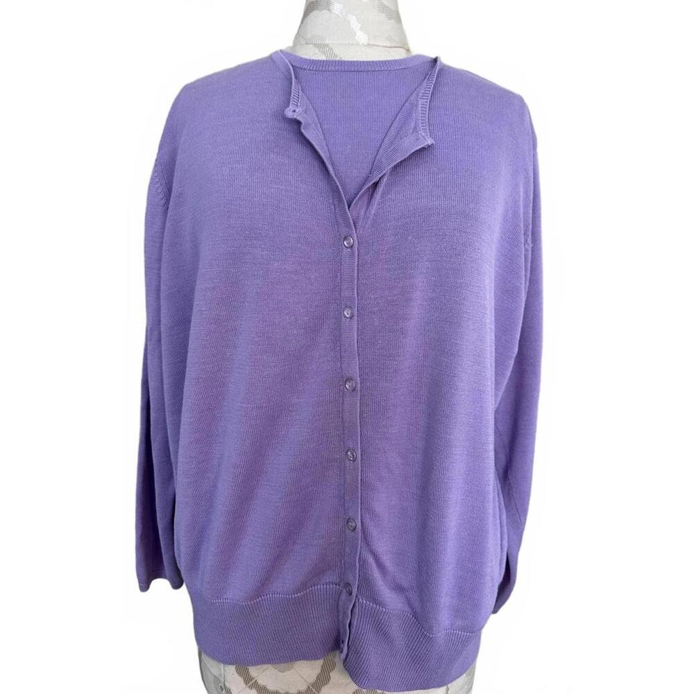 August Silk 100% SILK Light Purple Button-Up Cardigan Sweater and Top - Size 1X